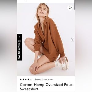 Madewell cotton hemp oversized polo sweatshirt